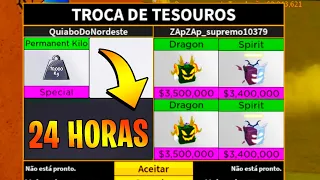 FIQUEI 24 HORAS FAZENDO TRADE E CONSEGUI A DRAGON SPIRIT E KILO PERMANENTE NO BLOX FRUITS