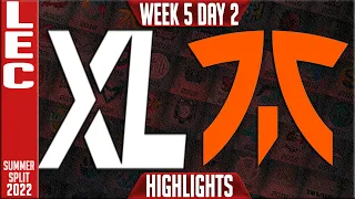 XL vs FNC Highlights | LEC Summer 2022 W5D2 | Excel vs Fnatic