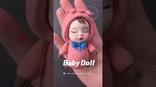 How to make a cute pig baby doll with air dry clay / polymer clay / fondant tutorial