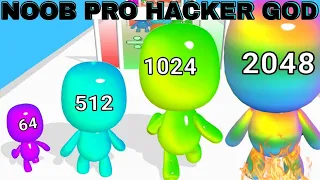 NOOB VS PRO VS HACKER VS GOD in  Man Runner 3D 2048