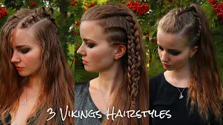 3 Vikings Hairstyles ⚔️🔥 | Thorunn's Loop Braids | Lagertha's Half Braids | Torvi's High Ponytail