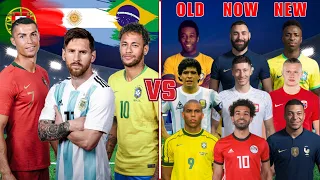 Ronaldo Messi Neymar 🆚 Old Now New Legends (Pele, Maradona, Salah, Mbappe, Benzema, Haaland)💪⚽🔥