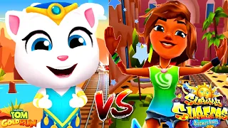 Talking Tom Gold Run VS Subway Surfers BUENOS AIRES: Джинн Анжела VS Серфер Kim