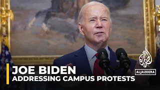 US President Joe Biden addresses the campus protests