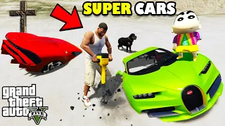 Franklin Found SECRET BURIED SUPER CARS in GTA 5 | SHINCHAN and CHOP