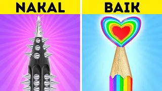 KIAT SEKOLAH BAIK VS NAKAL || Kiat Viral Top & Ide DIY Lucu untuk Segala Acara oleh 123 GO! Series