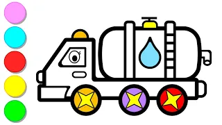 Draw and paint colorful Tanker Truck step by step | Art tips for kids | Toddlers