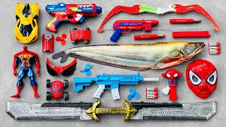 Spider Man Action Series Guns & Equipment, Giant River Monster, Realistic Scar AR Gun, Bow & Arrow