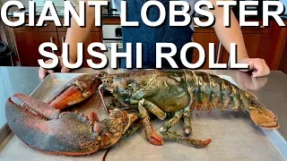 GRAPHIC: GIANT LIVE Maine Lobster HUGE Sushi Roll | Guga Foods Collab!