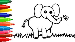 How to DRAW an ELEPHANT Easy 🐘🕌 Drawings for children - Animal Drawings