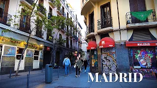 Madrid Walking Tour | Monday Night in Malasaña, Conde Duque, Plaza de España | Spain | 4k 60fps HDR