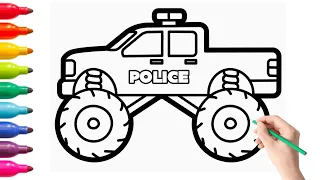 How to Draw a Police Car | Monster Trucks | Vehicle #33