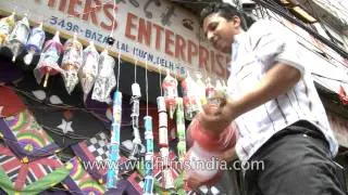 Kite shop on the streets of Lal Kuan, Old Delhi