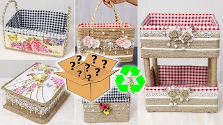 Useful but low cost!5 Jute storage craft Ideas from waste Cardboard Box