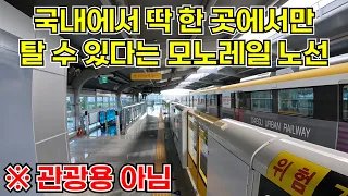 우리나라에서 유일하게 도시철도로서 상업 운행되고 있다는 모노레일 노선에 타보았다