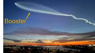 Falcon 9 Sunset Backlit Launch (4K!) passing over San Diego w/ Booster, Fairings and Re-entry burn