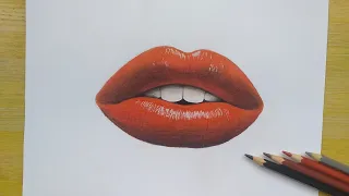 HOW TO DRAW REALISTIC LIPS USING COLORED PENCILS || EASY STEP BY STEP