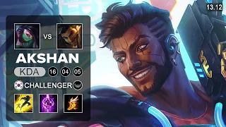 Akshan vs Akali Mid - KR Challenger - Patch 13.12 Season 13