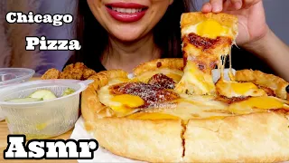 ASMR CHICAGO PIZZA & FRIED CHICKEN EATING SOUNDS MUKBANG