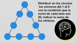 Puedes indicar la suma de los vértices si distribuyes números del 1 al 9 || Razonamiento lógico