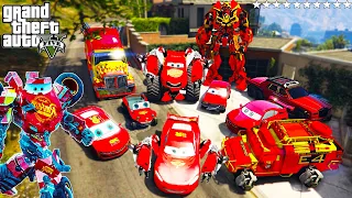 GTA 5 - Stealing Lightning McQueen TRANSFORMERS Cars With Franklin | (Real Life Cars #146)