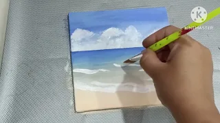 Sea on Canvas | Acrylic Painting | Wait for end |Easy painting for beginners # Viral Painting