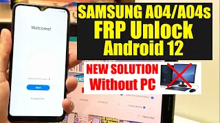 Samsung A04, A04s, FRP Bypass Android 12 Without Pc | samsung A045F, A047F, Google Account Bypass