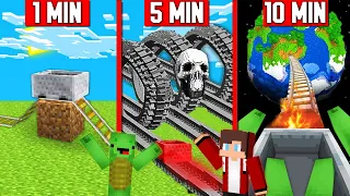 JJ and Mikey ROLLER COASTER BUILD CHALLENGE in Minecraft - Maizen Mizen Mazien Mike NOOB vs PRO