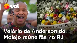 Velório de Anderson Leonardo tem fãs do Molejo cantando músicas do grupo e homenagem de famosos