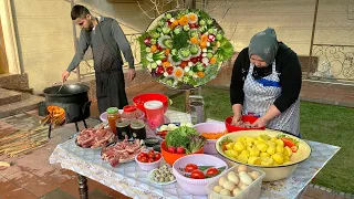 Meal for the New Year's table | Uzbek National Food - Kaurdak |  Dish with Meatballs