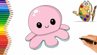 How to paint a cute octopus?