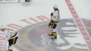 Olli Jokinen during pre-game warm-up at the Predators @ Senators hockey game