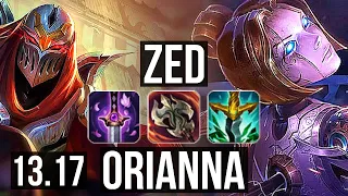 ZED vs ORIANNA (MID) | 4.0M mastery, 9 solo kills, 800+ games, Godlike | NA Challenger | 13.17