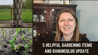 5 USEFUL Gardening Items, information on MY eBook and a Ranunculus update//#growsomethingbeautiful