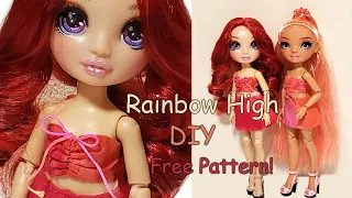 DIY Rainbow high doll clothes! Free pattern! Top and skirt for dolls (Great for beginners!)