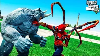 ЧЕЛОВЕК ПАУК ПРОТИВ НОСОРОГА RHINO В ГТА 5 МОДЫ! SPIDER-MAN ОБЗОР МОДА В GTA 5! ИГРЫ ВИДЕО MODS