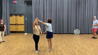 Swing beginners lesson, Underarm Turn Right 3 of 3:  Lady's footwork details.