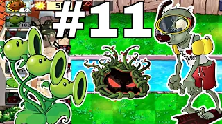 Plants vs zombies walkthrough part 11 | Threepeater and tanglekelp 💀