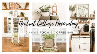 NEUTRAL & COZY DECORATING IDEAS | NEUTRAL COTTAGE FARMHOUSE DINNING ROOM DECOR | NEUTRAL COTTAGE