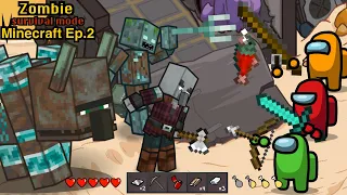 Minecraft Raid vs Among Us Zombie 🛠 Survival Mode - Animation