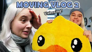 Unboxing + first day working in the new house! | MOVING VLOG 2