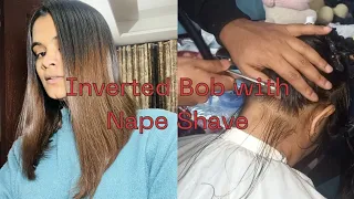 Inverted Bob Hair Cut | Nape Clean । Nape Shave Razzor Girl #lookscutesalon #shorthaircut #headshave