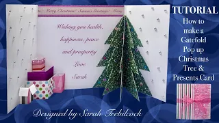 🎄🎁 TUTORIAL How to make  a 3D Gatefold pop up Christmas tree and presents card Folds flat #christmas