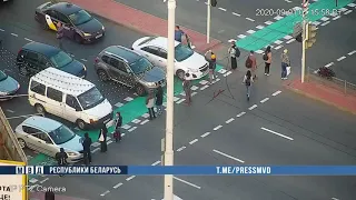 Разгон протестов в Минске водителями.