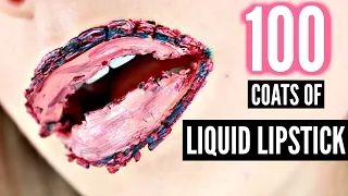 100 Layers of Liquid Lipstick!! (SO WEIRD)