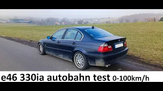 Schenker Performance BMW e46 330 ia 170kW 0-100 km/h M54B30 autobahn test