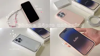 iphone 14 pro unboxing 🌷✨ (silver) aesthetic mag safe accessories, cute games + productivity apps