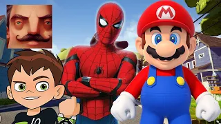 Hello Neighbor - New Neighbor Mario Thanos Ben 10 Spider-Man History Gameplay Walkthrough