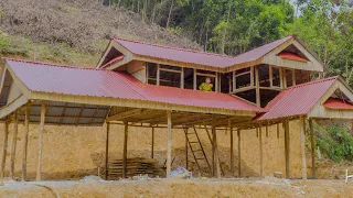 Completed Construction of 2nd Floor Wall of Dream House - Off Grid Living ,Survival Alone in Forest