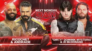 RAW #1613:Ricochet & Andrade vs Dominik Mysterio & JD McDonagh